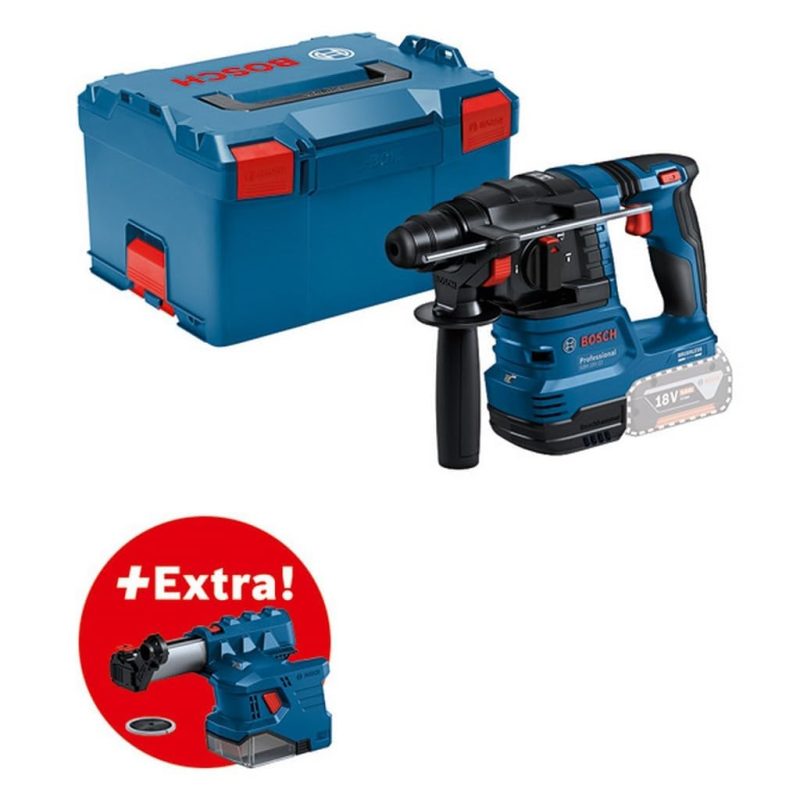 Bosch Professional 18V System Cordless Rotary Hammer Drill GBH 18V-22 (with SDS-plus, KickBack Control and Vibration Control, incl. GDE 18V-12 dust extractor, L-BOXX, body only)