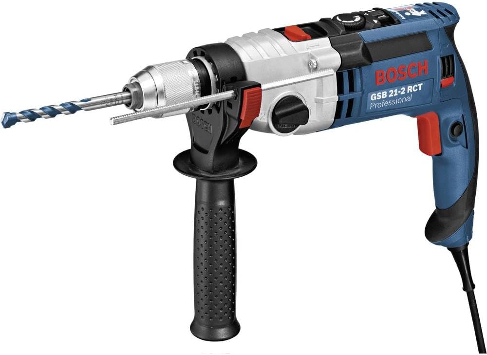 Bosch Professional Corded Impact Drill GSB 21-2 RCT (drilling Ø in concrete: 13-22mm, 1,300W, incl. 13mm quick-change chuck, 210mm depth stop, auxiliary handle, carrying case)