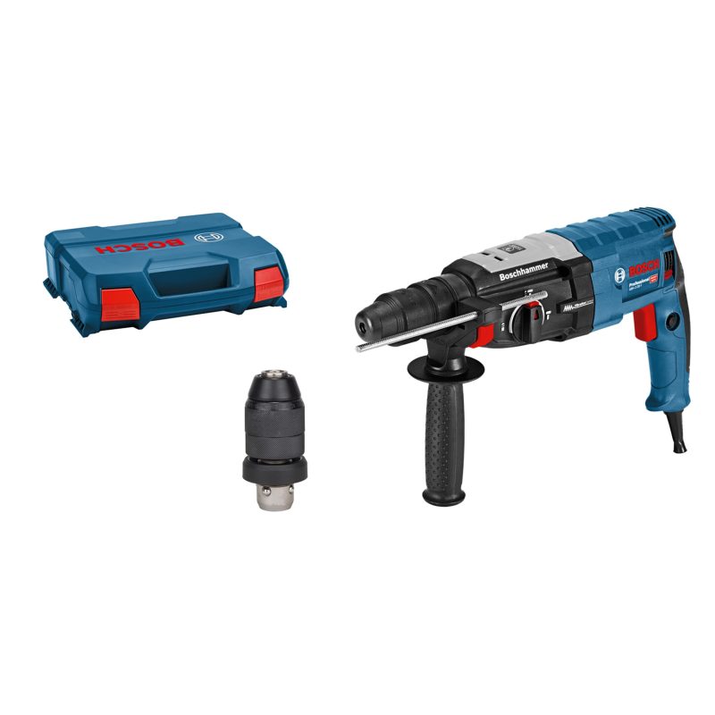 Bosch Professional Corded Rotary Hammer Drill GBH 2-28 F (incl. auxiliary handle, 210mm depth stop, cloth, quick-change drill chuck, SDS-plus interchangeable chuck, carrying case)