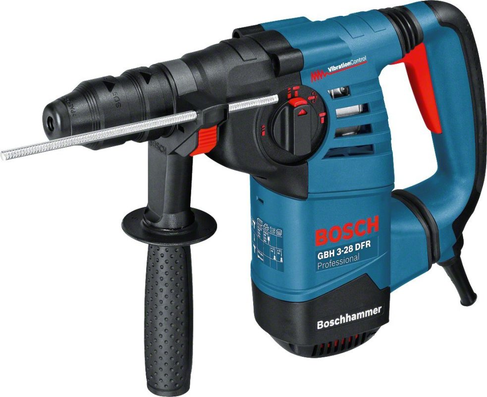 Bosch Professional Corded Rotary Hammer Drill GBH 3-28 DFR (with cloth, 13mm auto-locking chuck, SDS-plus interchangeable chuck, auxiliary handle, grease tube, carrying case)